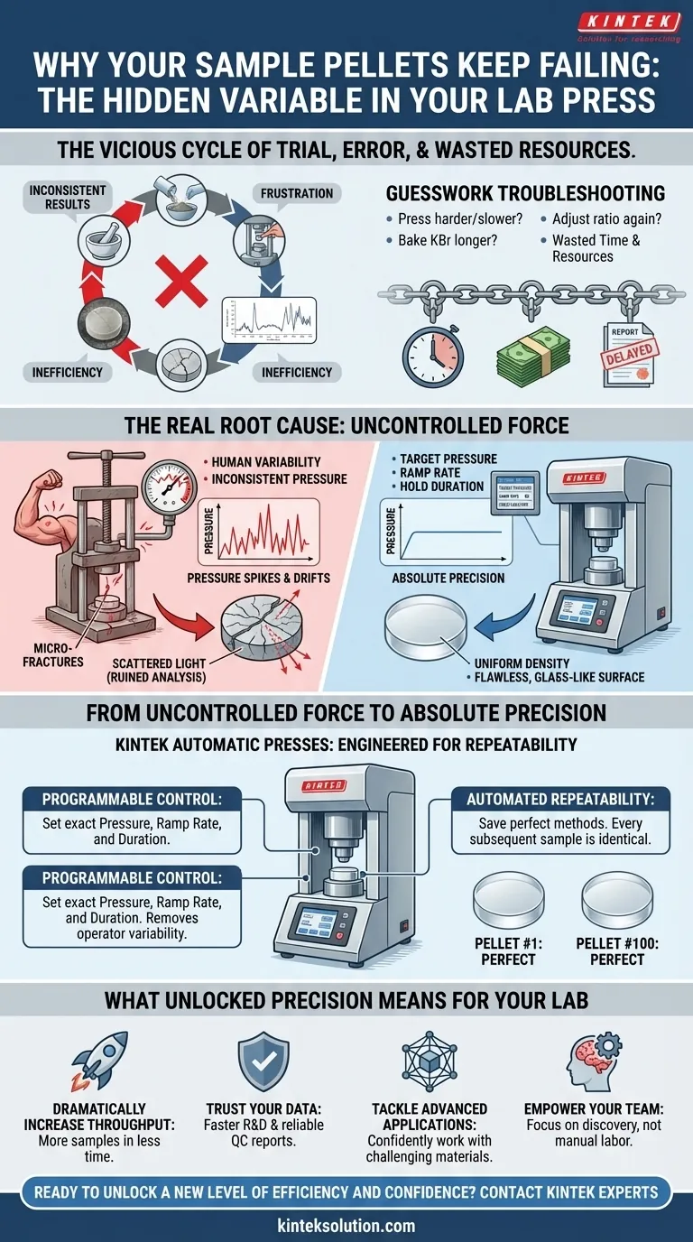 Por qué tus pastillas de muestra siguen fallando: La variable oculta en tu prensa de laboratorio Guía Visual