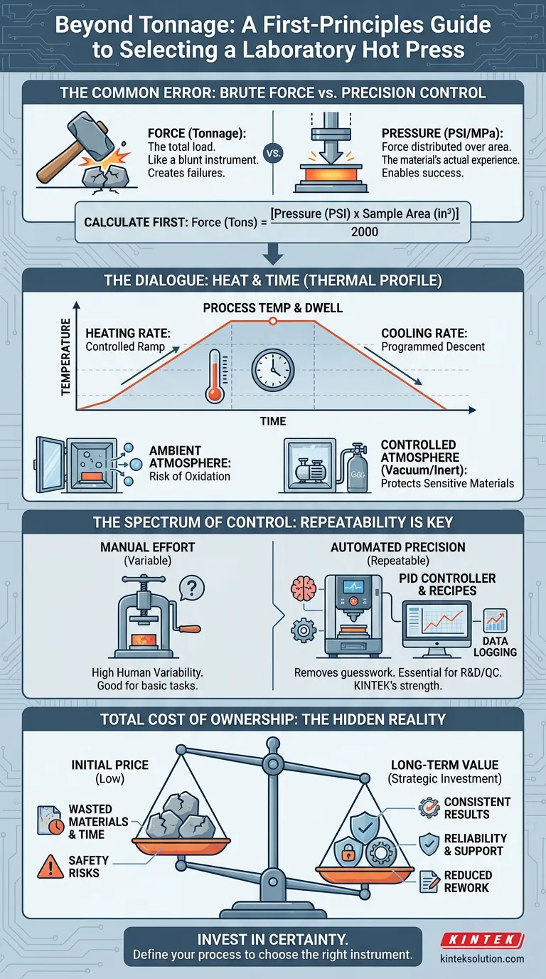 ما وراء الحمولة: دليل المبادئ الأولى لاختيار مكبس مختبر ساخن دليل مرئي