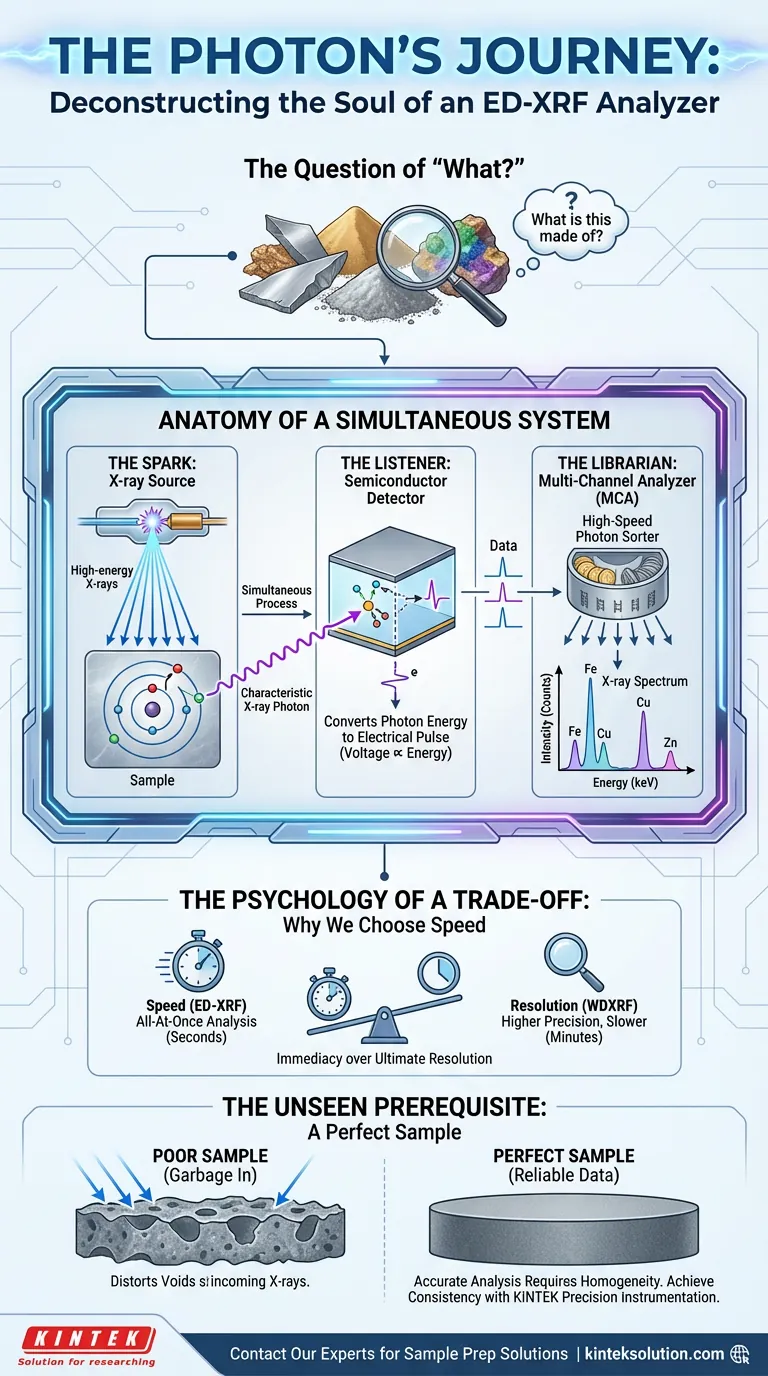 Il viaggio del fotone: decostruire l'anima di un analizzatore ED-XRF Guida Visiva