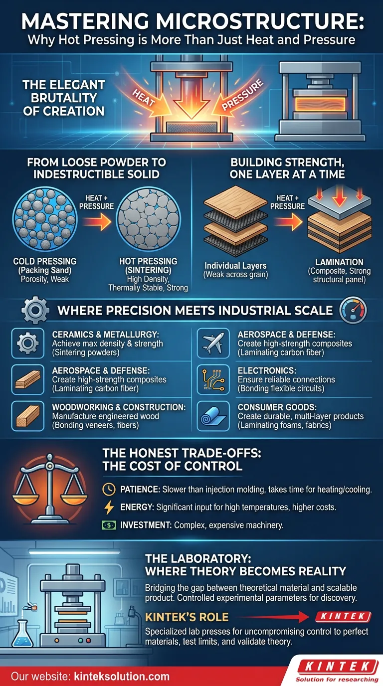 Освоение микроструктуры: почему горячее прессование — это больше, чем просто тепло и давление Визуальное руководство