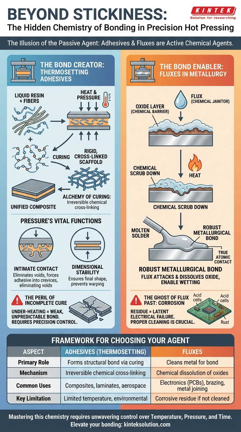 ما وراء الالتصاق: الكيمياء الخفية للترابط في الضغط الساخن الدقيق دليل مرئي