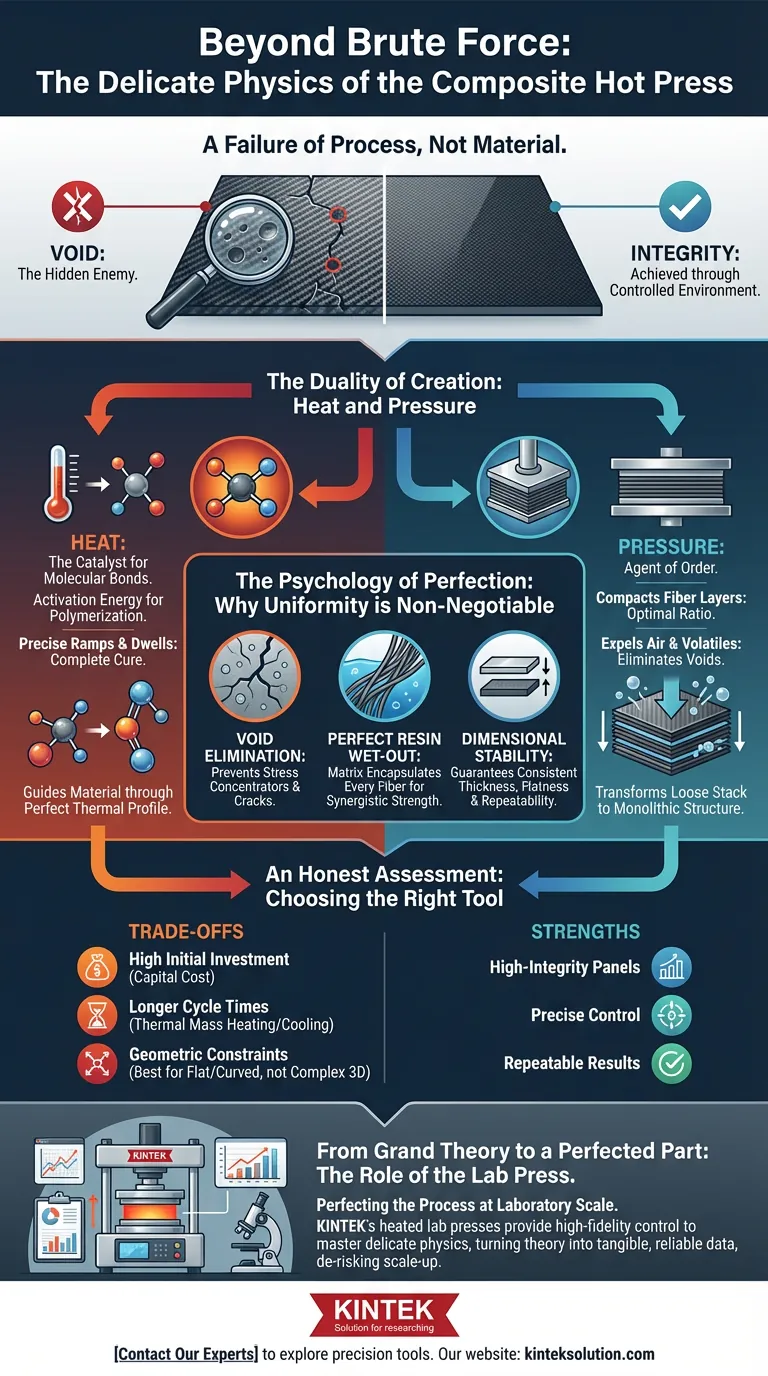Oltre la Forza Bruta: La Delicata Fisica della Pressa a Caldo Composita Guida Visiva