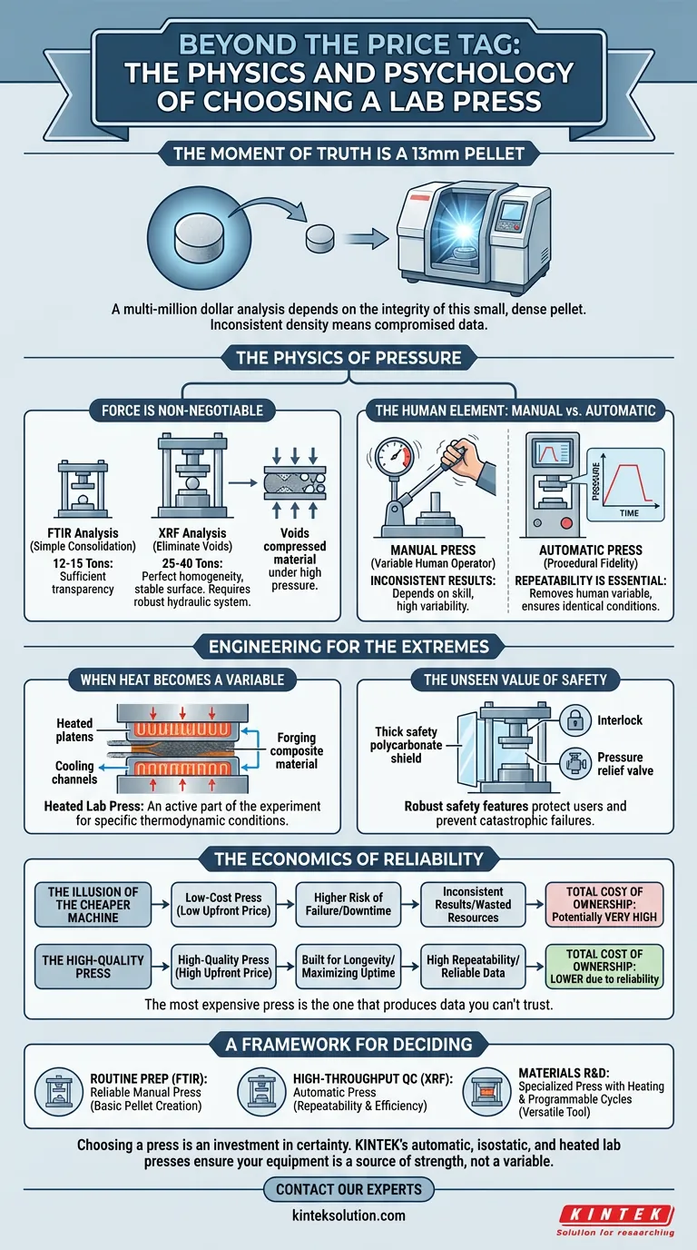 가격표 너머: 실험실 프레스 선택의 물리학과 심리학 시각적 가이드