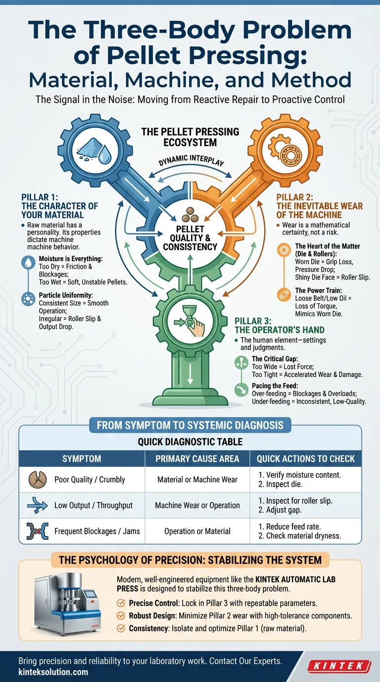 Le problème à trois corps du pressage de granulés : matière, machine et méthode Guide Visuel