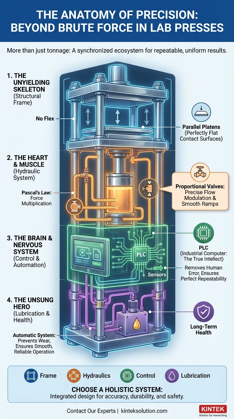 정밀도의 해부학: 귀하의 실험실 프레스가 단순한 강력한 힘 이상인 이유 시각적 가이드