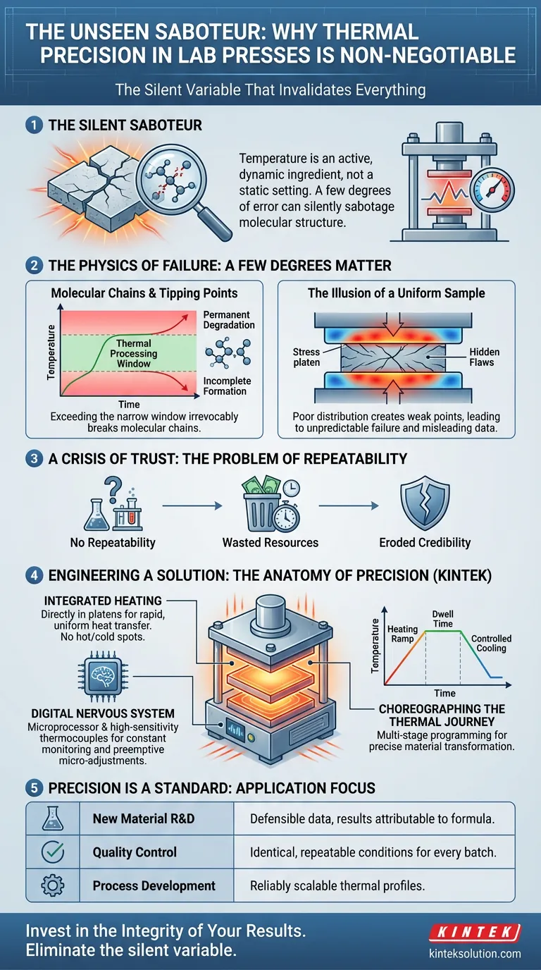 Le Saboteur Invisible : Pourquoi la Précision Thermique dans les Presses de Laboratoire est Non Négociable Guide Visuel