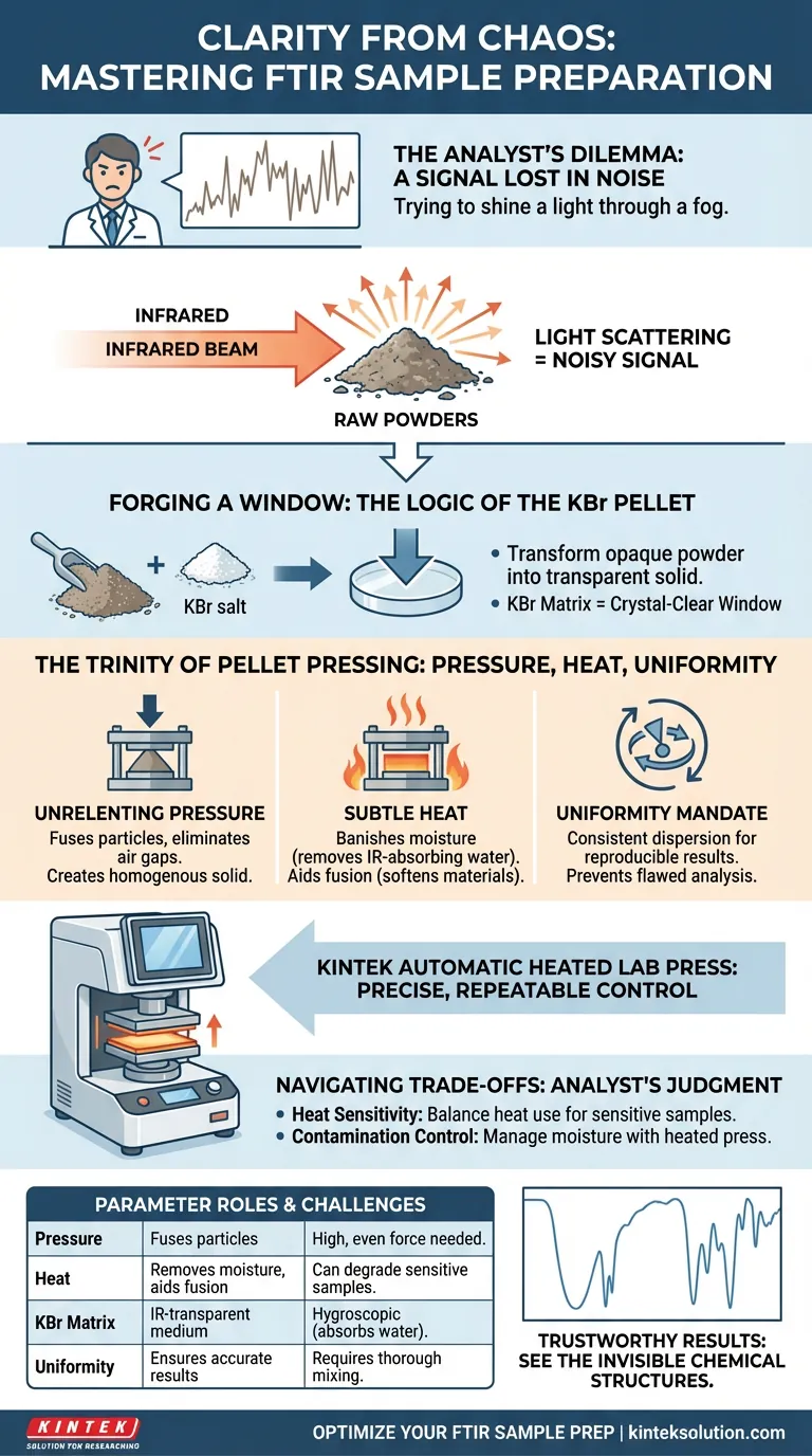 혼돈 속의 명료함: FTIR 분광법을 위한 시료 전처리 마스터하기 시각적 가이드