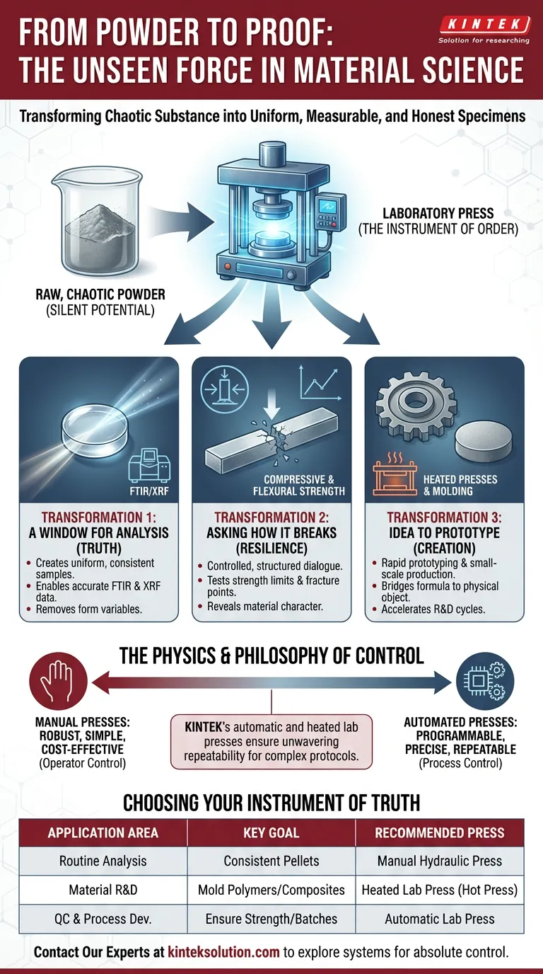 De la poudre à la preuve : la force invisible en science des matériaux Guide Visuel