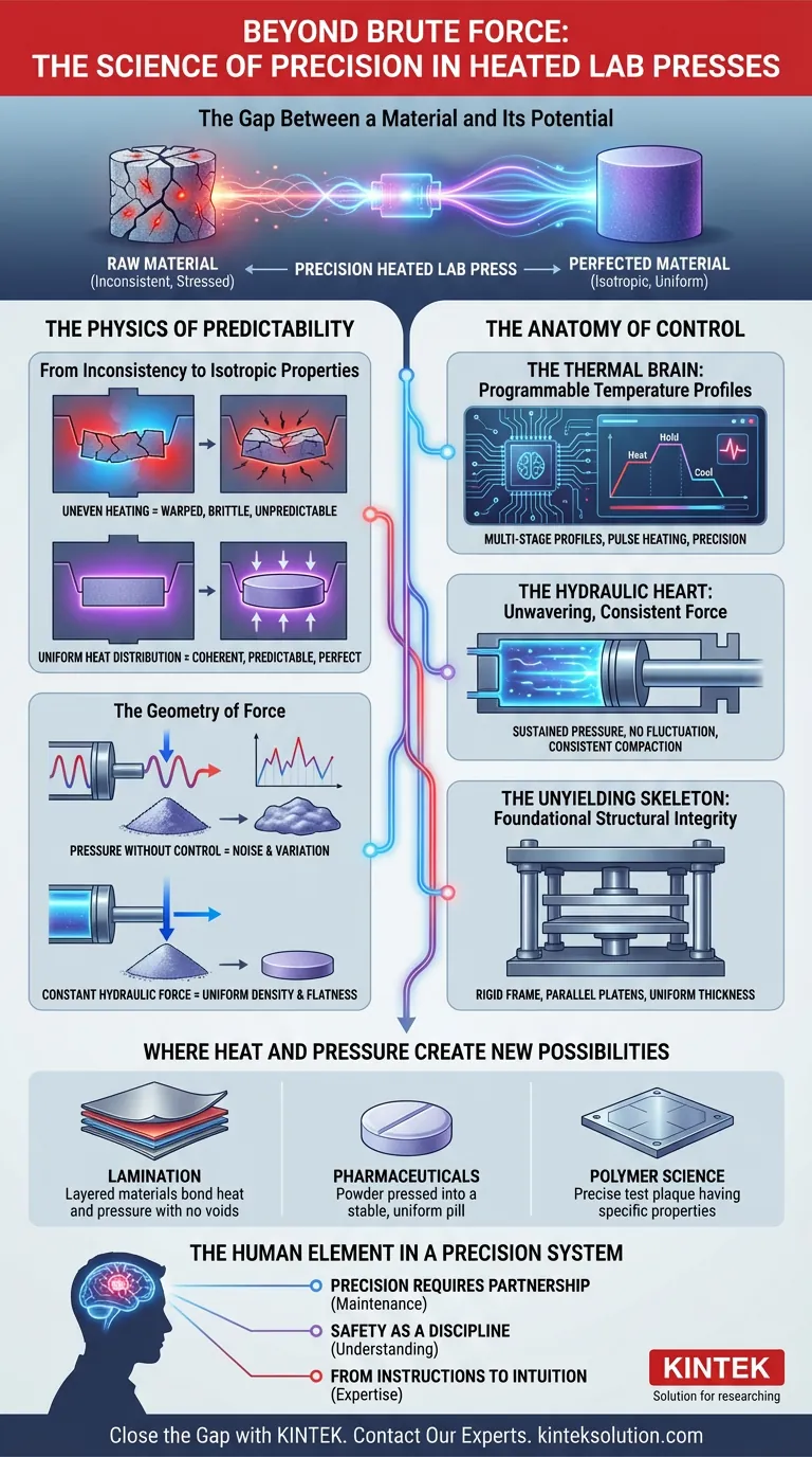 ما وراء القوة الغاشمة: علم الدقة في مكابس المختبرات الساخنة دليل مرئي