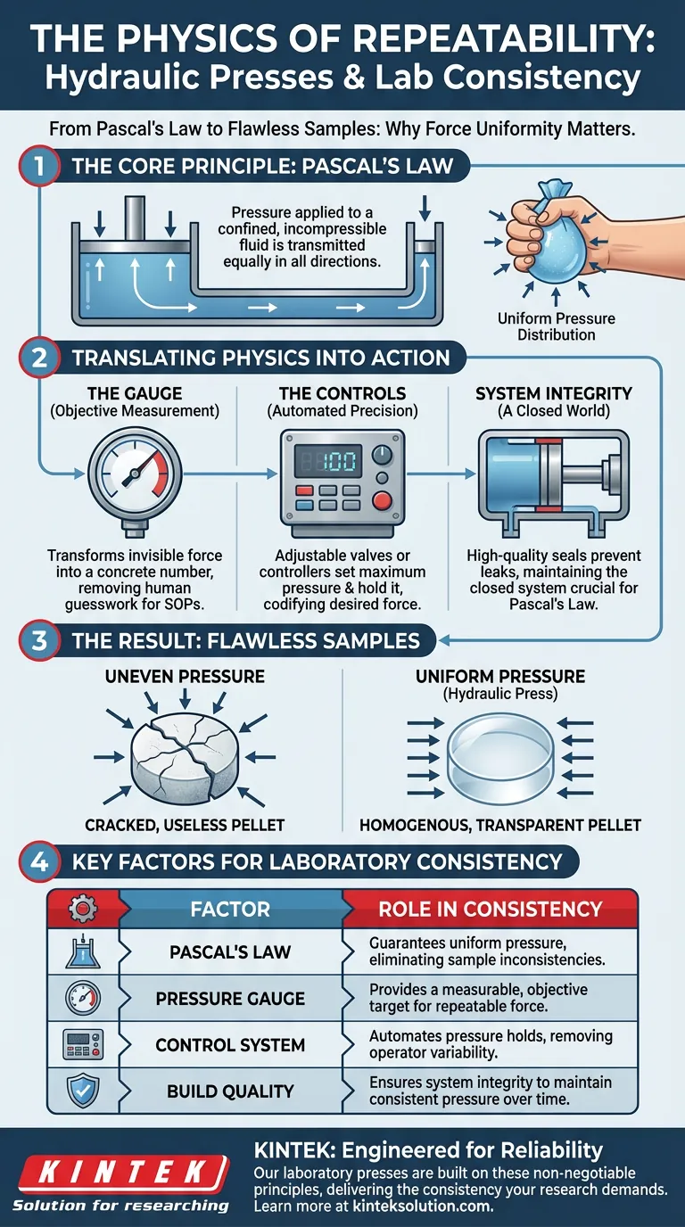 반복성의 물리학: 유압 프레스가 실험실 일관성의 기반이 되는 이유 시각적 가이드
