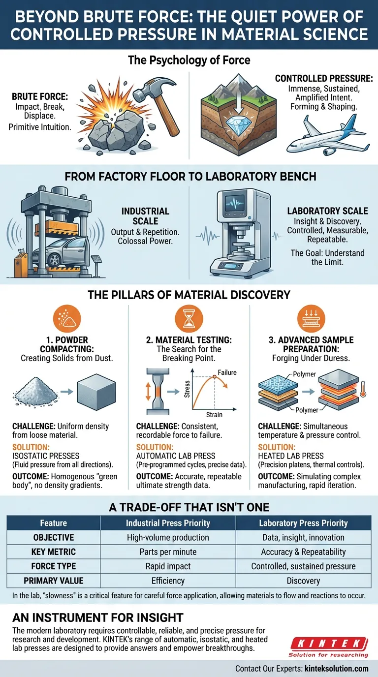 Além da Força Bruta: O Poder Silencioso da Pressão Controlada na Ciência dos Materiais Guia Visual