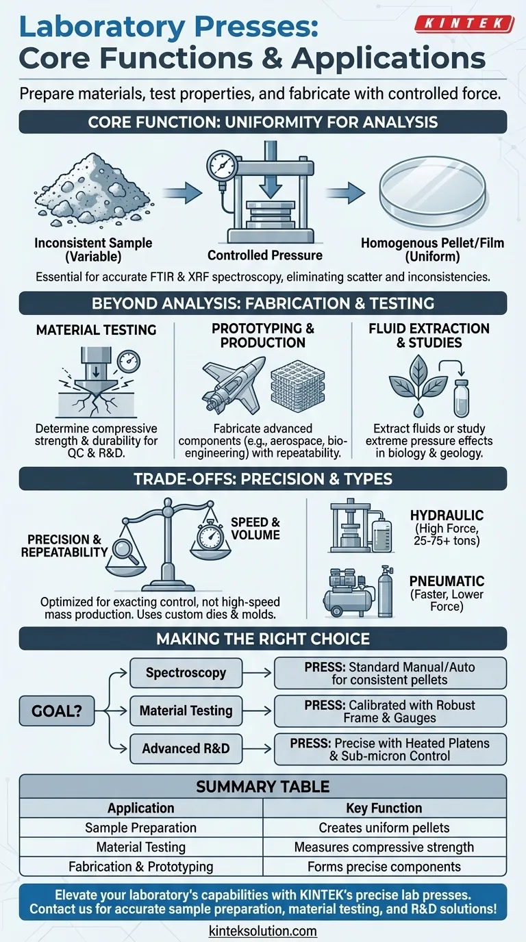 Wie werden Pressen in Laboratorien eingesetzt?Verbessern Sie Präzision und Effizienz in Ihrem Labor Visuelle Anleitung