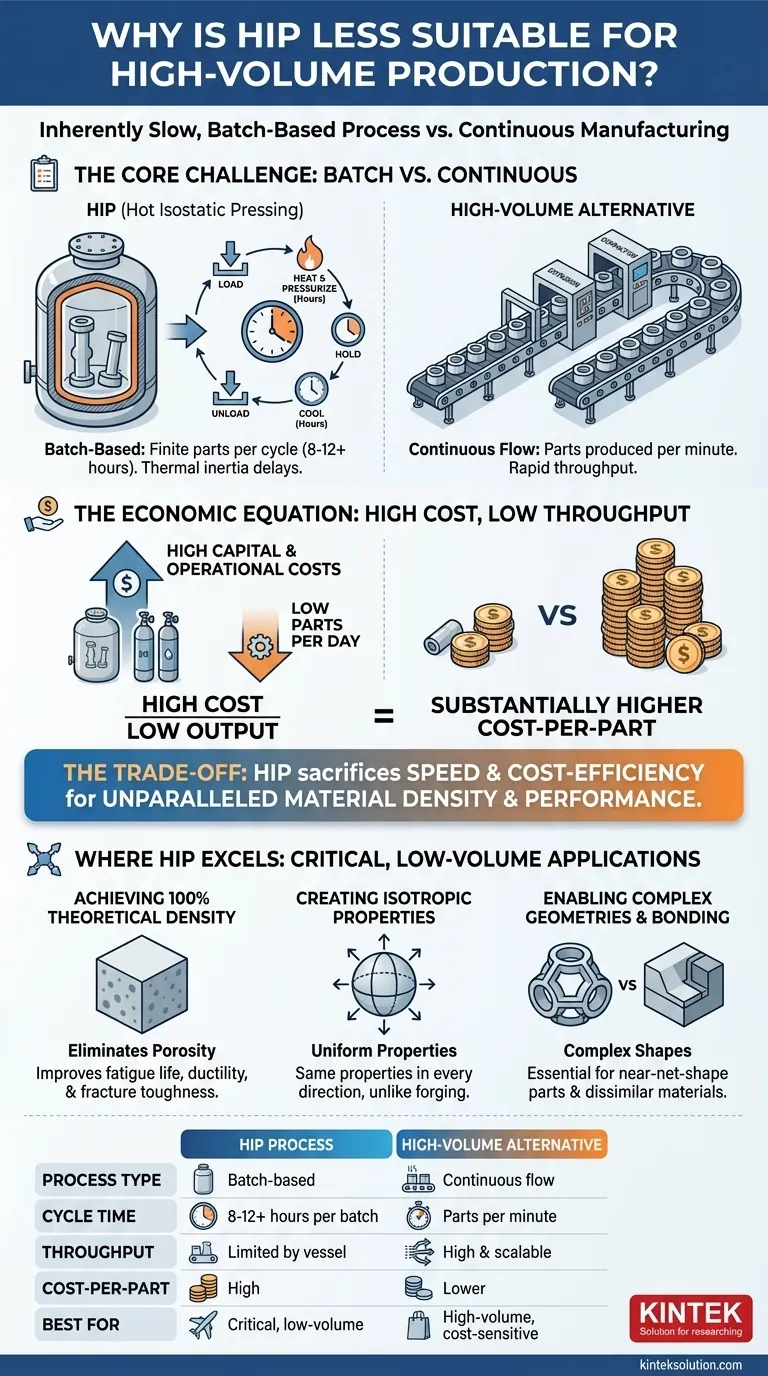열간 등방성 프레스(HIP)가 대량 생산에 적합하지 않은 이유는 무엇인가요?느린 배치 공정으로 인한 처리량 제한 시각적 가이드