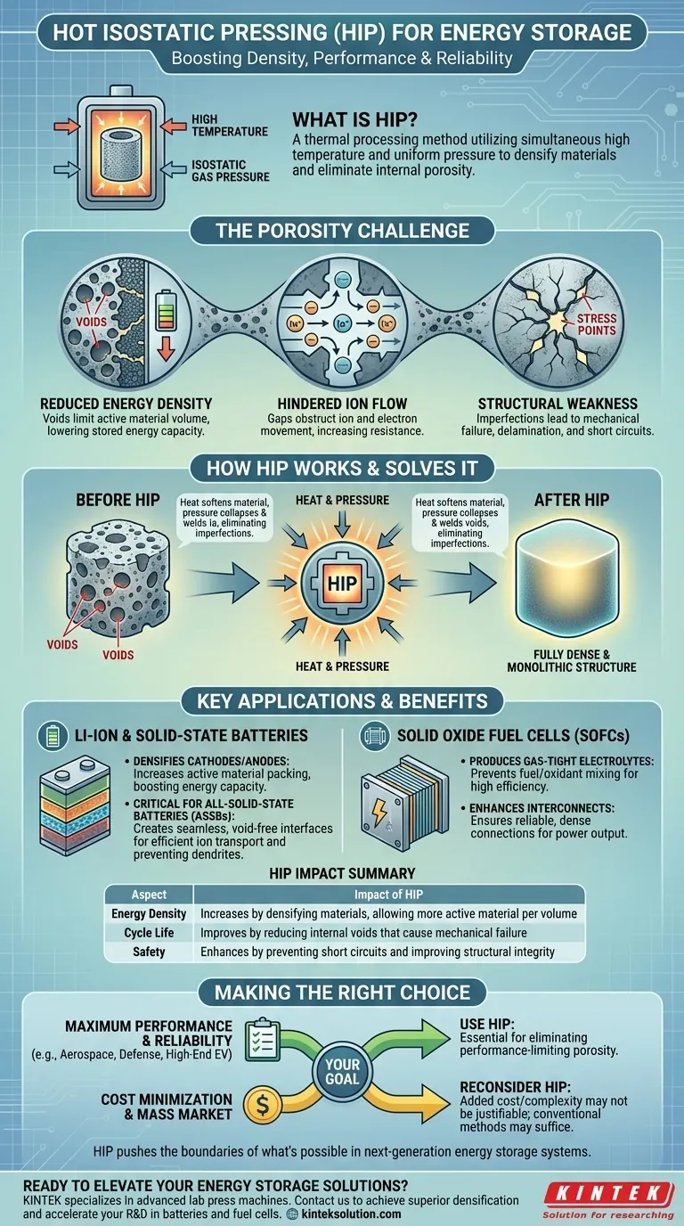 ¿Cómo contribuye el prensado isostático en caliente (HIP) a las aplicaciones de almacenamiento de energía?Aumenta el rendimiento y la fiabilidad de las baterías Guía Visual