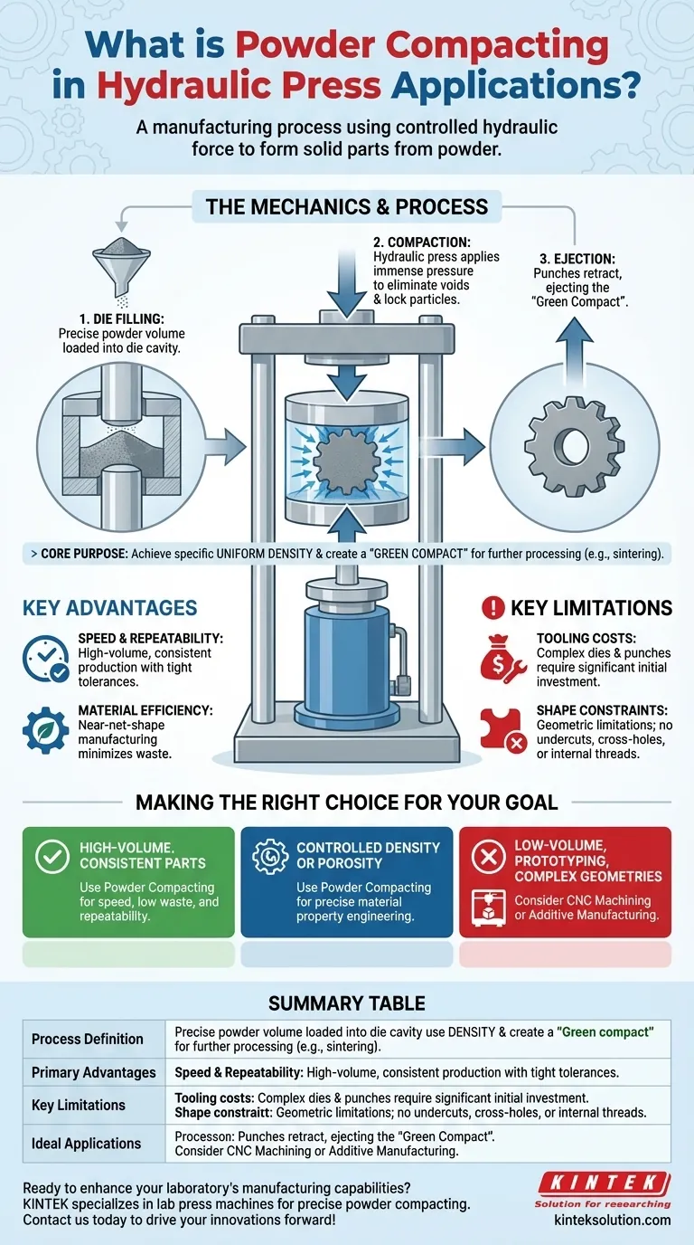 What is powder compacting in hydraulic press applications? Efficiently Create High-Density Parts with Precision Visual Guide