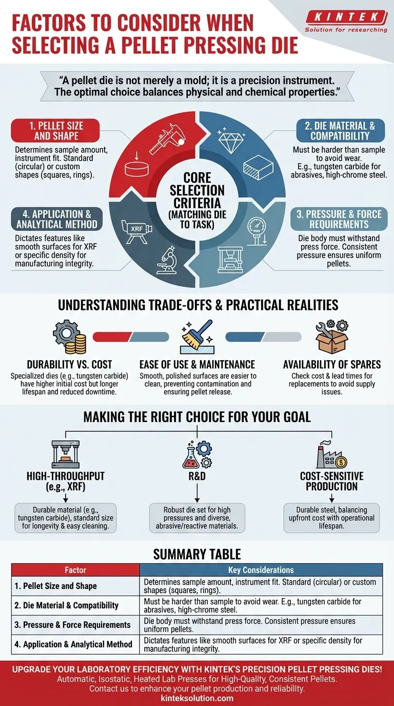 选择颗粒压制模具时要考虑哪些因素？确保实验室的质量和一致性 图解指南
