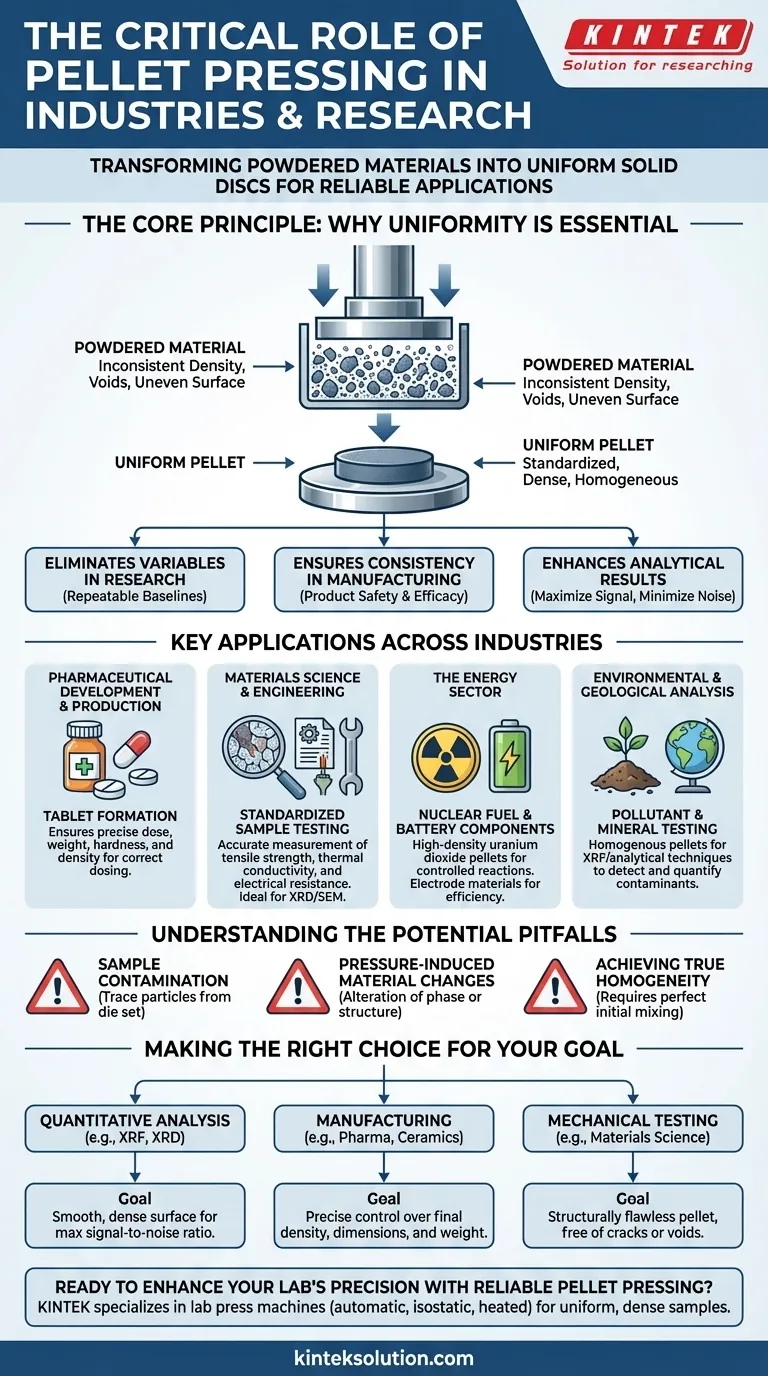 What are the applications of pellet pressing in industries and research? Unlock Precision in Materials and Manufacturing Visual Guide