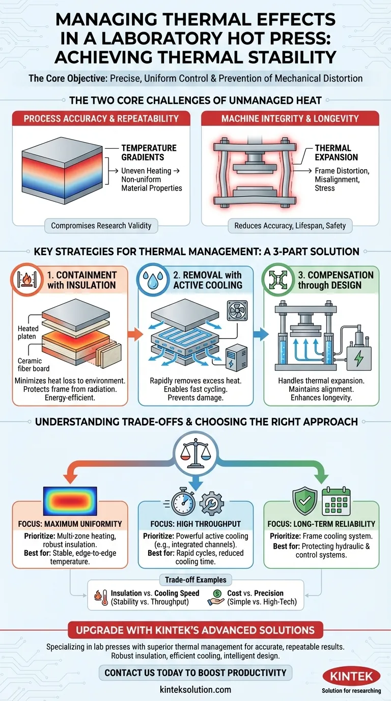 كيف ينبغي إدارة التأثيرات الحرارية في المكبس الساخن المختبري؟تحسين التحكم في الحرارة للحصول على نتائج دقيقة دليل مرئي