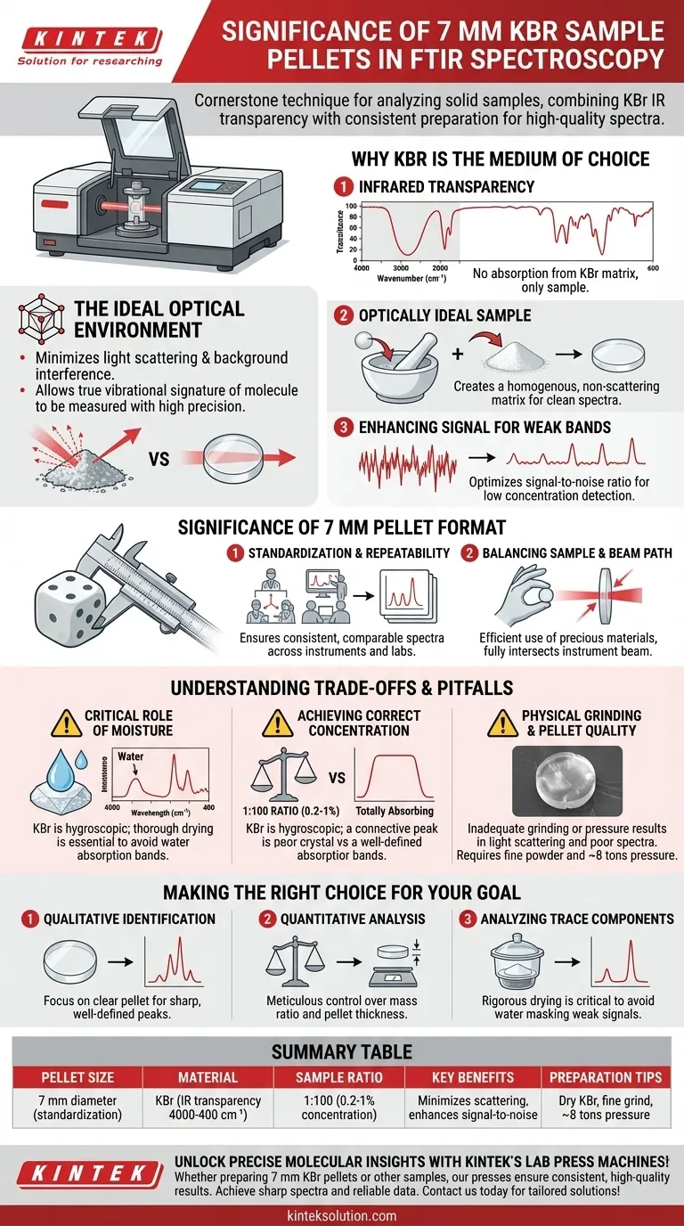 What is the significance of using 7 mm KBr sample pellets in FTIR spectroscopy? Achieve Sharp, Reliable Spectra for Molecular Analysis Visual Guide