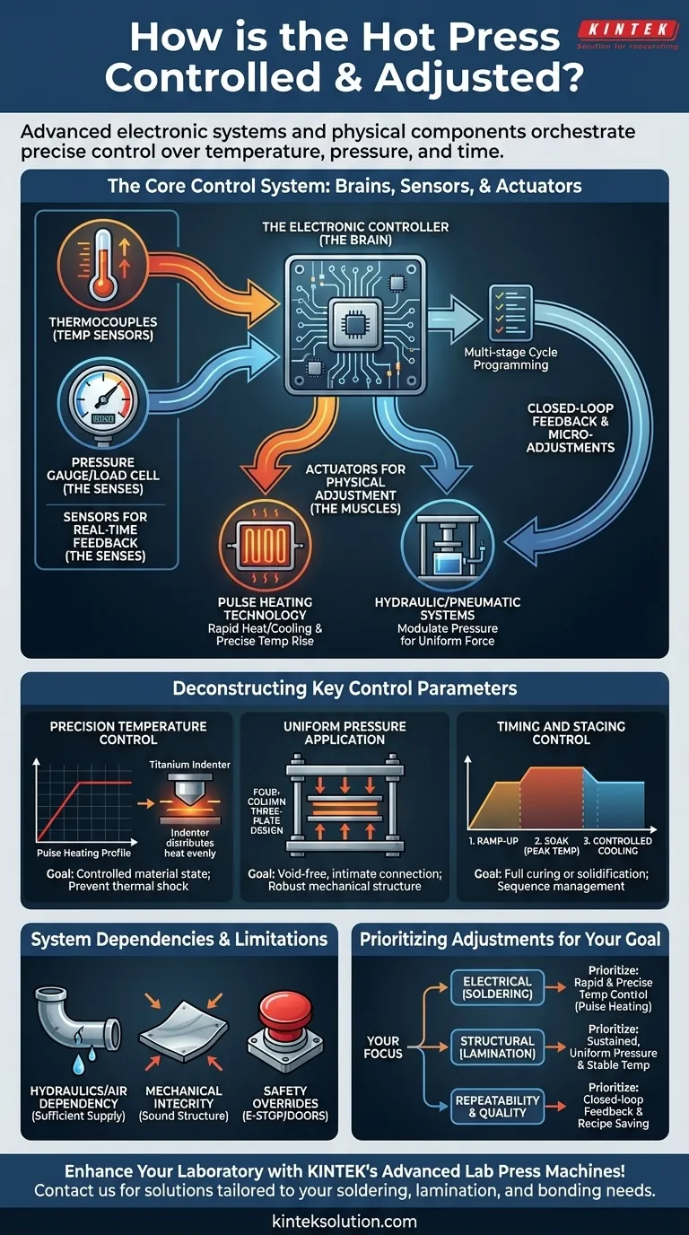 ¿Cómo se controla y ajusta la prensa caliente?Master Precision Bonding con sistemas de control avanzados Guía Visual