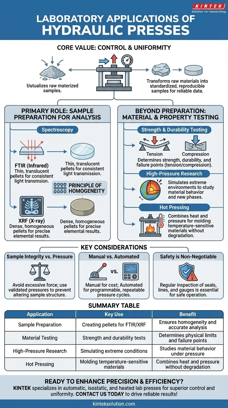 What are some laboratory applications of hydraulic presses? Boost Precision in Sample Prep and Testing Visual Guide