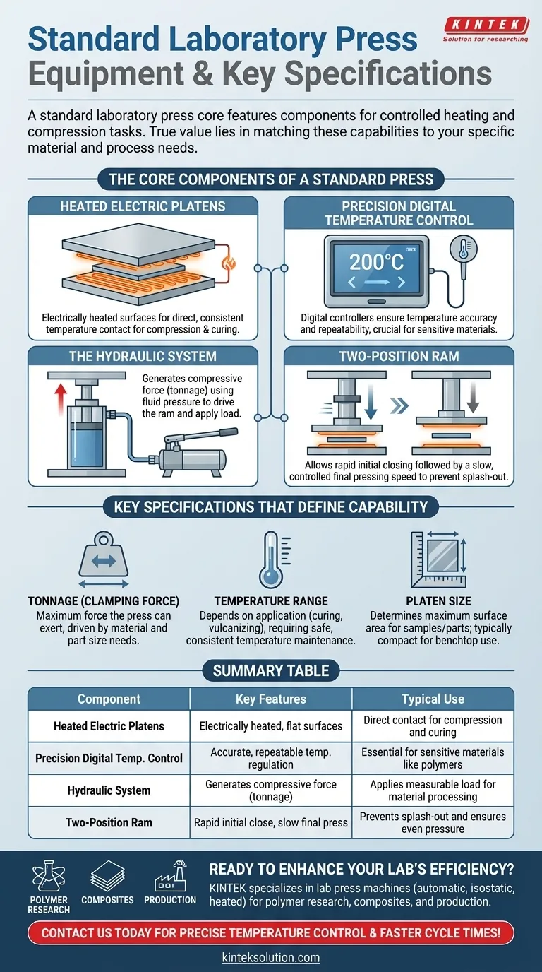What standard equipment is typically included with laboratory presses? Essential Components for Precision Lab Work Visual Guide