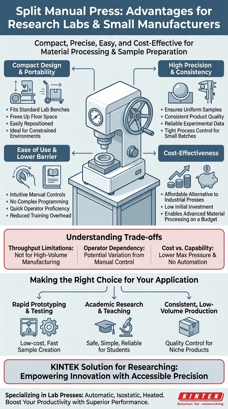 Quels sont les avantages de l'utilisation d'une presse manuelle Split dans les laboratoires de recherche et les petites entreprises ?Compacte, précise et rentable Guide Visuel