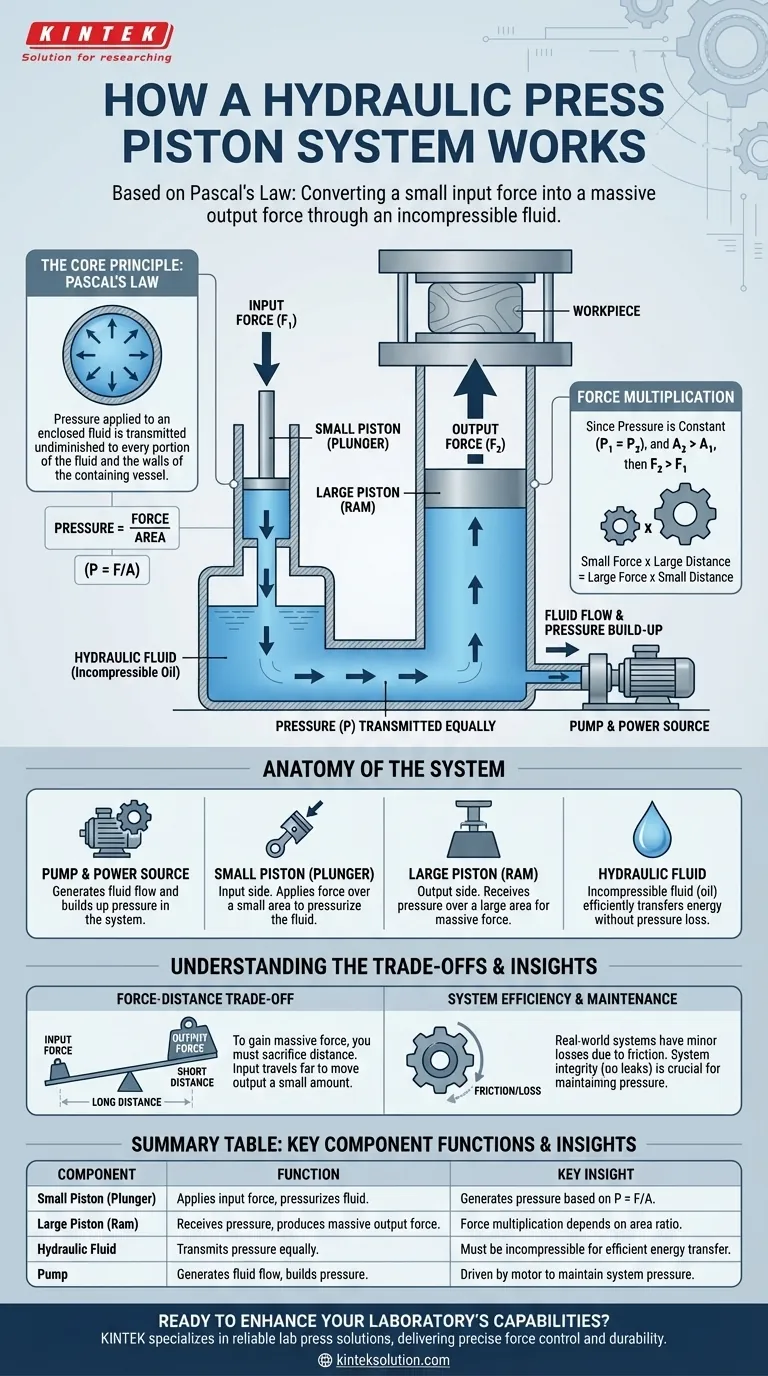 Wie funktioniert das Kolbensystem in einer hydraulischen Presse?Entriegeln Sie die Kraftmultiplikation mit dem Pascalschen Gesetz Visuelle Anleitung