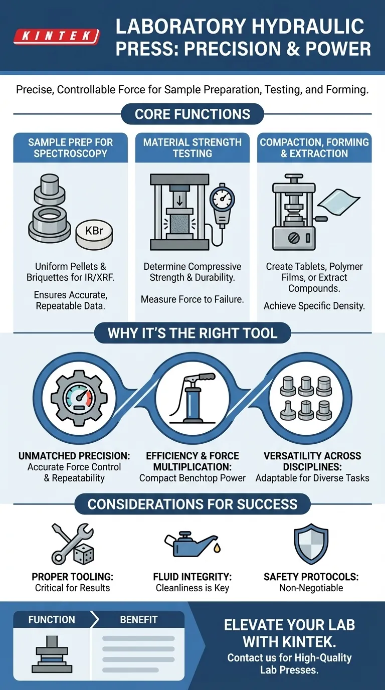 What are the common uses of a hydraulic press in a laboratory setting? Enhance Precision and Efficiency in Your Lab Visual Guide