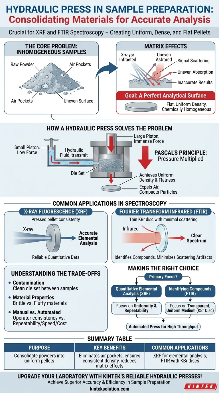 サンプル前処理に油圧プレスを使用する目的は何ですか？正確な分光測定結果の確保 ビジュアルガイド
