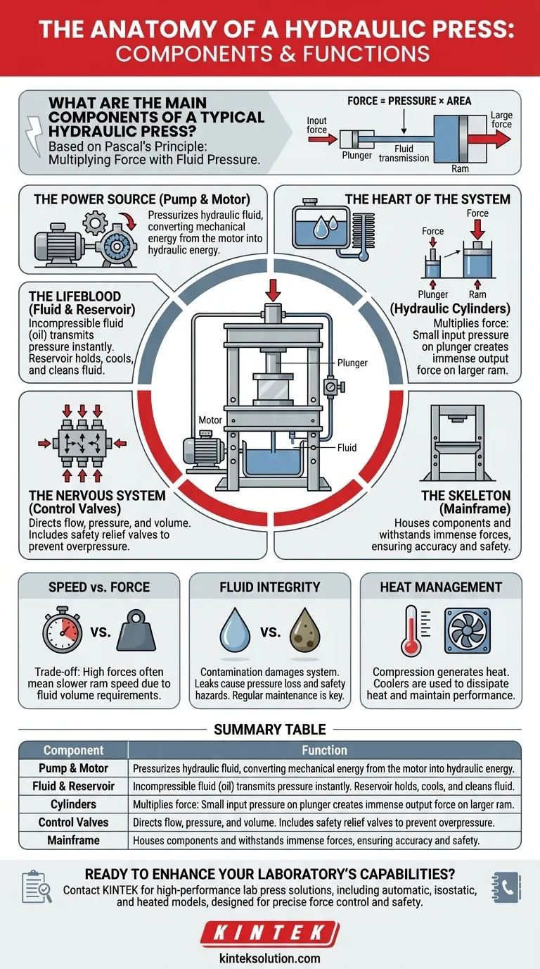 一般的な油圧プレスの主な構成部品とは？力の掛け算の秘密を解き明かす ビジュアルガイド