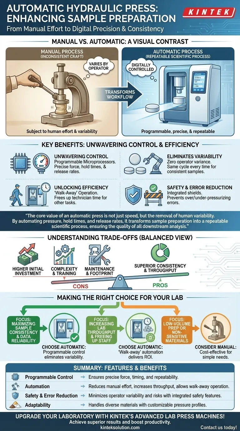 Comment une presse hydraulique automatique améliore-t-elle les processus de préparation des échantillons ?Améliorez l'efficacité et la cohérence de votre laboratoire Guide Visuel