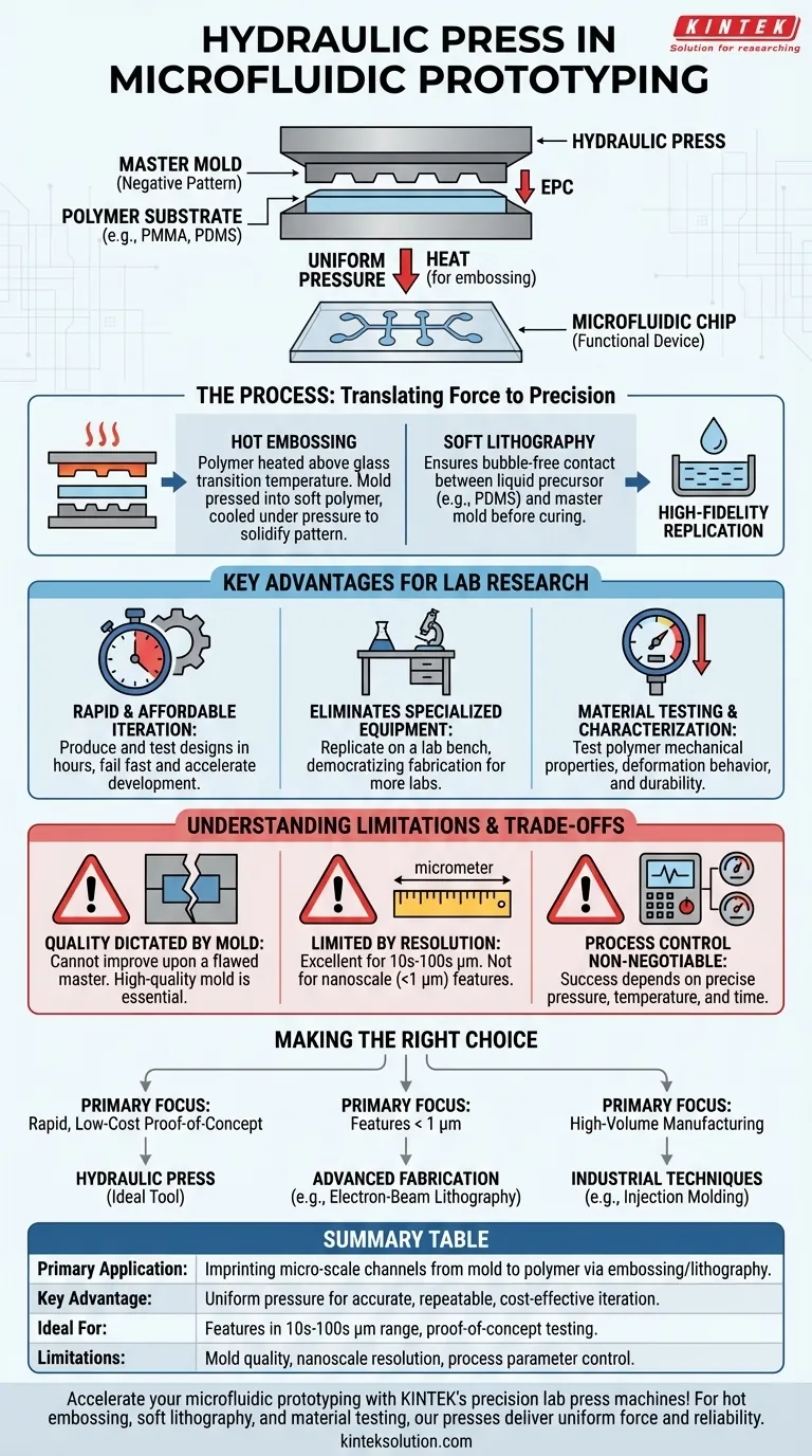 Qual é a aplicação das prensas hidráulicas na prototipagem de dispositivos microfluídicos?Obtenha uma prototipagem rápida e precisa para o seu laboratório Guia Visual