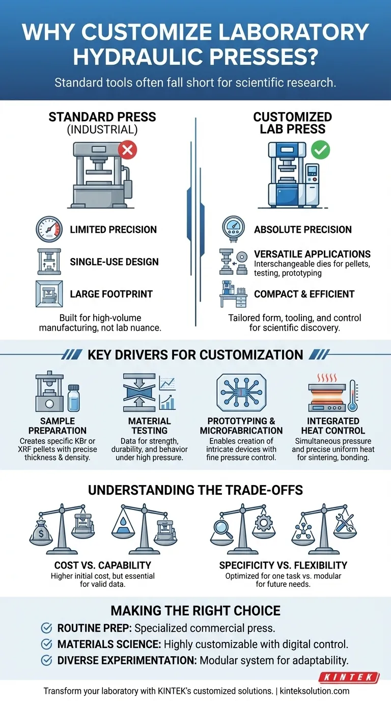Why are hydraulic presses often customized in laboratory settings? Unlock Precision for Your Research Visual Guide