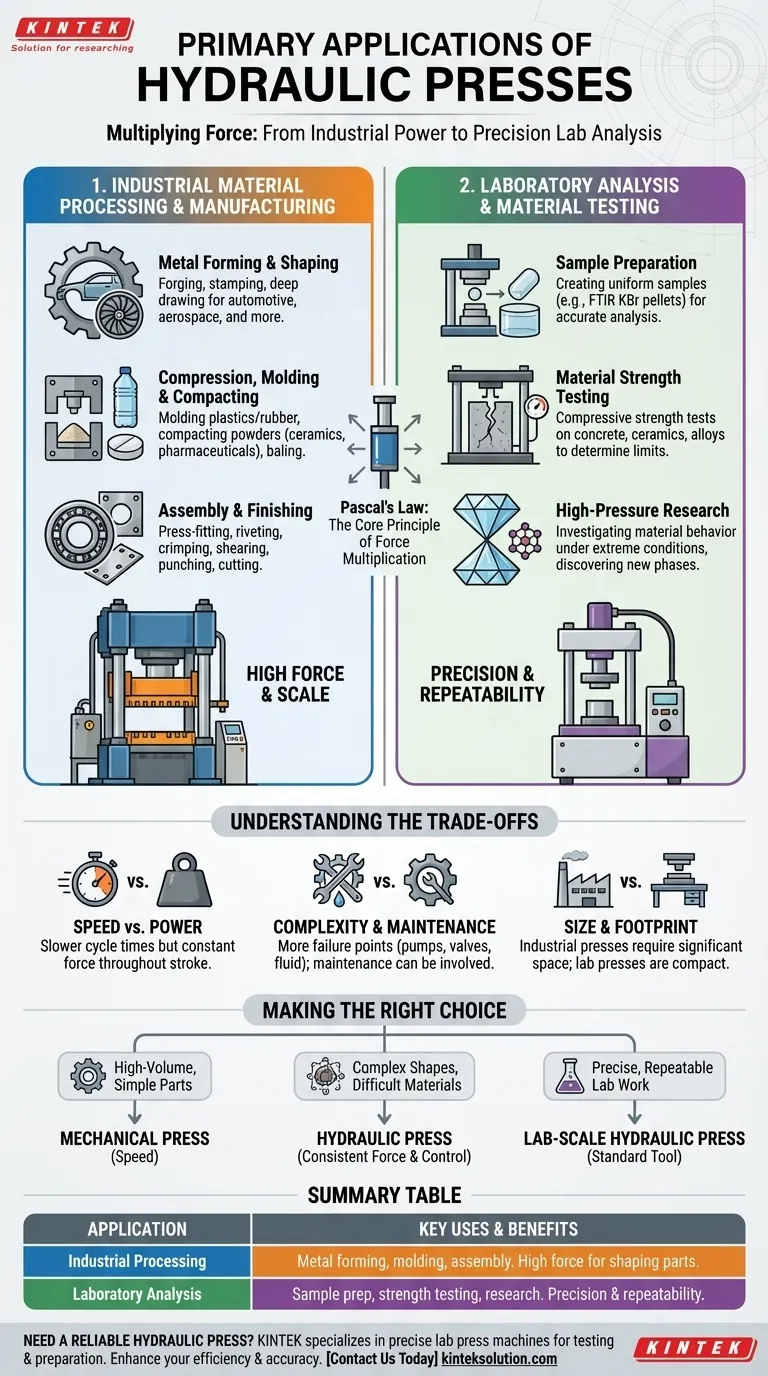Welches sind die beiden wichtigsten Anwendungen von Hydraulikpressen? Von der industriellen Fertigung bis zur Laboranalyse Visuelle Anleitung
