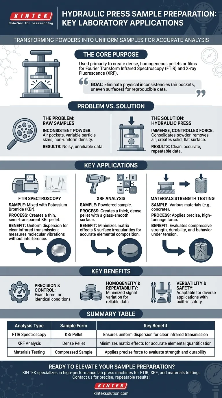 液压机样品制备可用于哪些特定的实验室分析？提高傅立叶变换红外光谱和 XRF 的准确性 图解指南