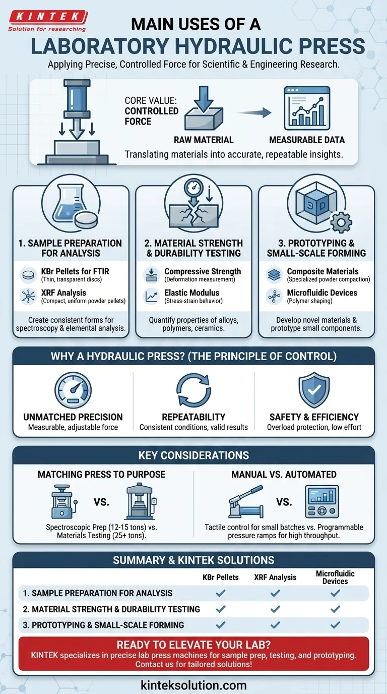 研究室での油圧プレスの主な用途は？サンプル前処理と材料試験の強化 ビジュアルガイド