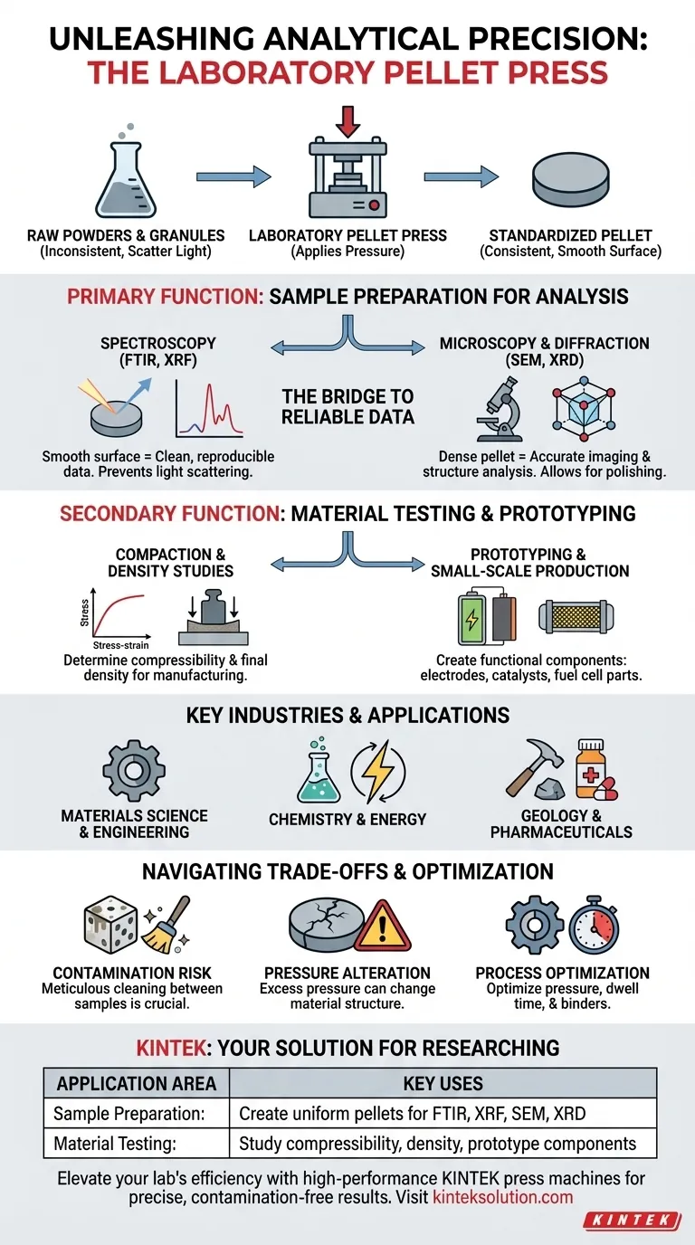 What are the applications of a laboratory pellet press? Enhance Sample Prep and Material Testing Visual Guide
