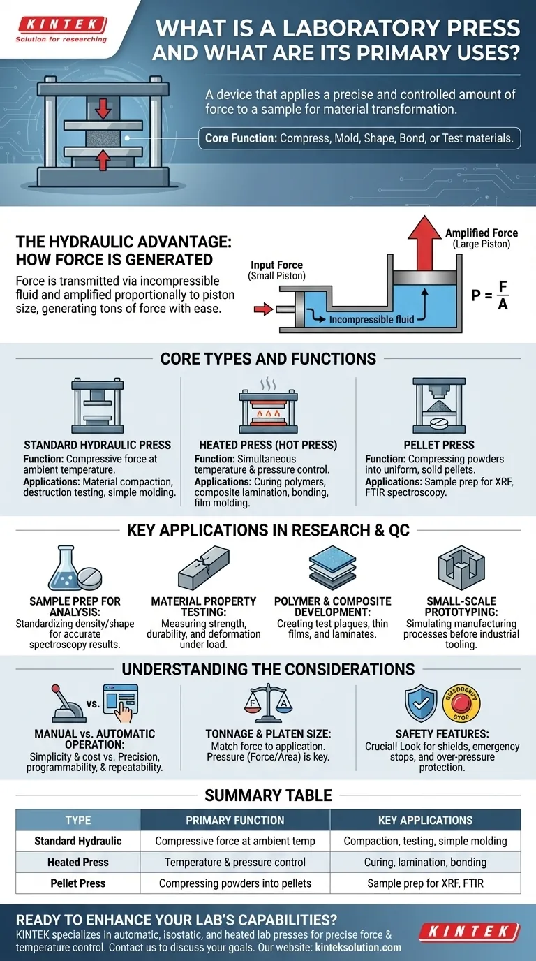 Что такое лабораторный пресс и каковы его основные области применения? Раскройте точность в трансформации материалов Визуальное руководство