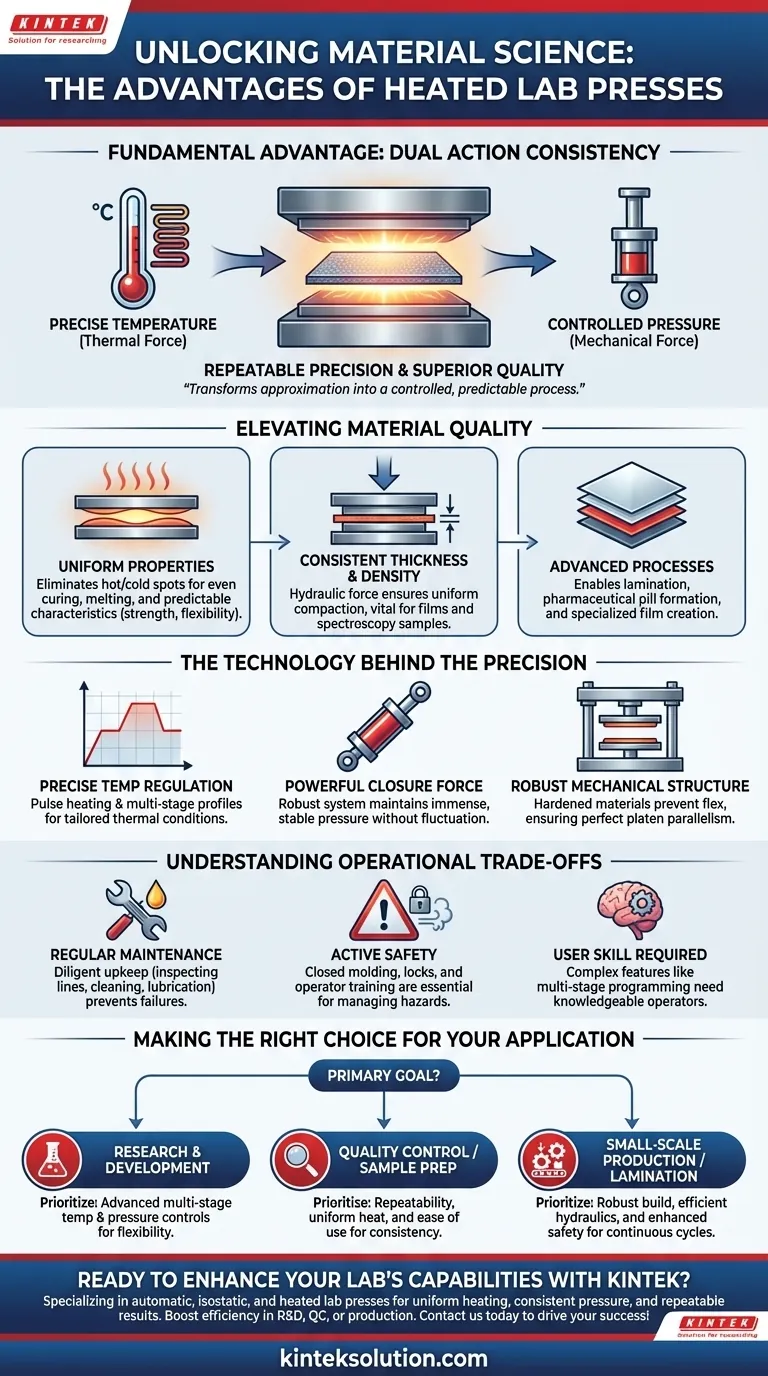 Quels sont les avantages des presses de laboratoire chauffantes ? Atteignez une transformation de matériaux supérieure avec précision Guide Visuel