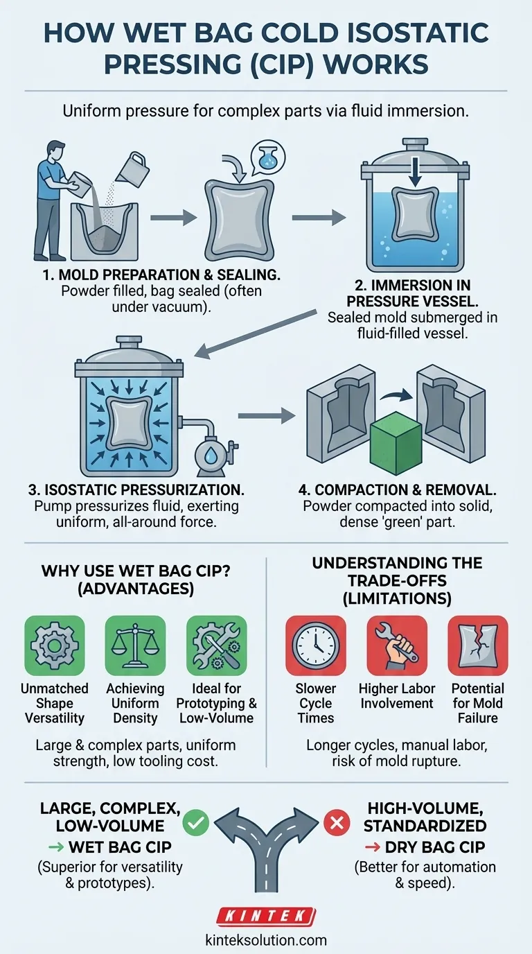 습식 백(wet bag) 기술은 등방압 성형(CIP)에서 어떻게 작동하나요? 복잡한 형상에 대한 균일한 성형 잠금 해제 시각적 가이드