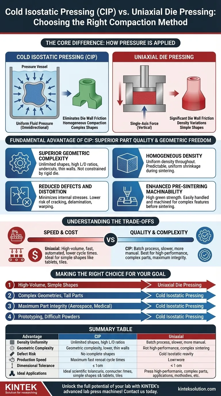 Quels sont les avantages du pressage isostatique à froid par rapport au pressage uniaxial ? Atteignez une qualité de pièce supérieure et des formes complexes Guide Visuel