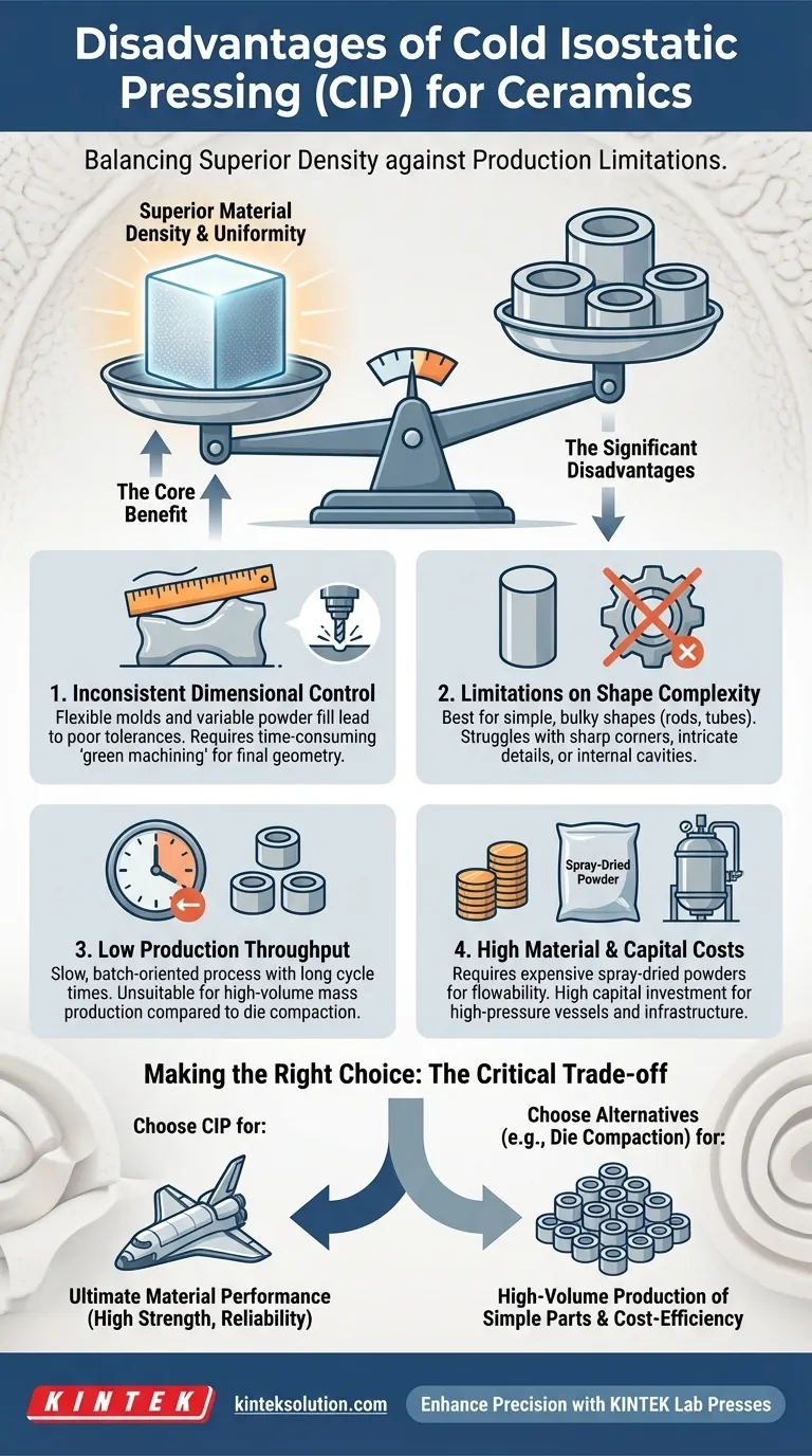 CIP（冷間静水圧成形）のセラミックスにおける欠点は何ですか？セラミック製造における主要なトレードオフ ビジュアルガイド