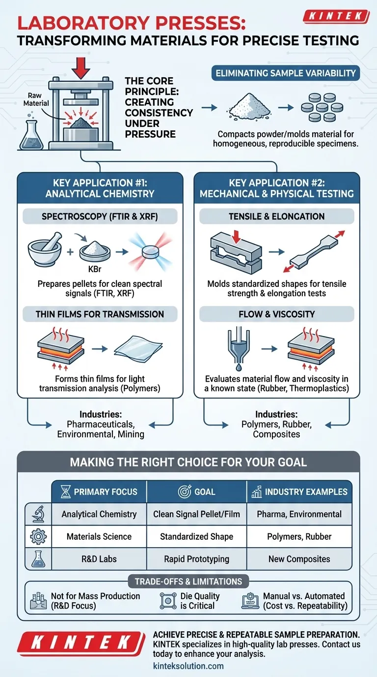 What types of tests are laboratory presses used for in various industries? Enhance Material Analysis with Precision Pressing Visual Guide