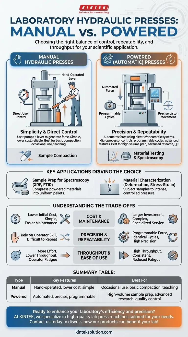 实验室液压机的主要类型有哪些？根据您的实验室需求选择手动式或电动式。 图解指南