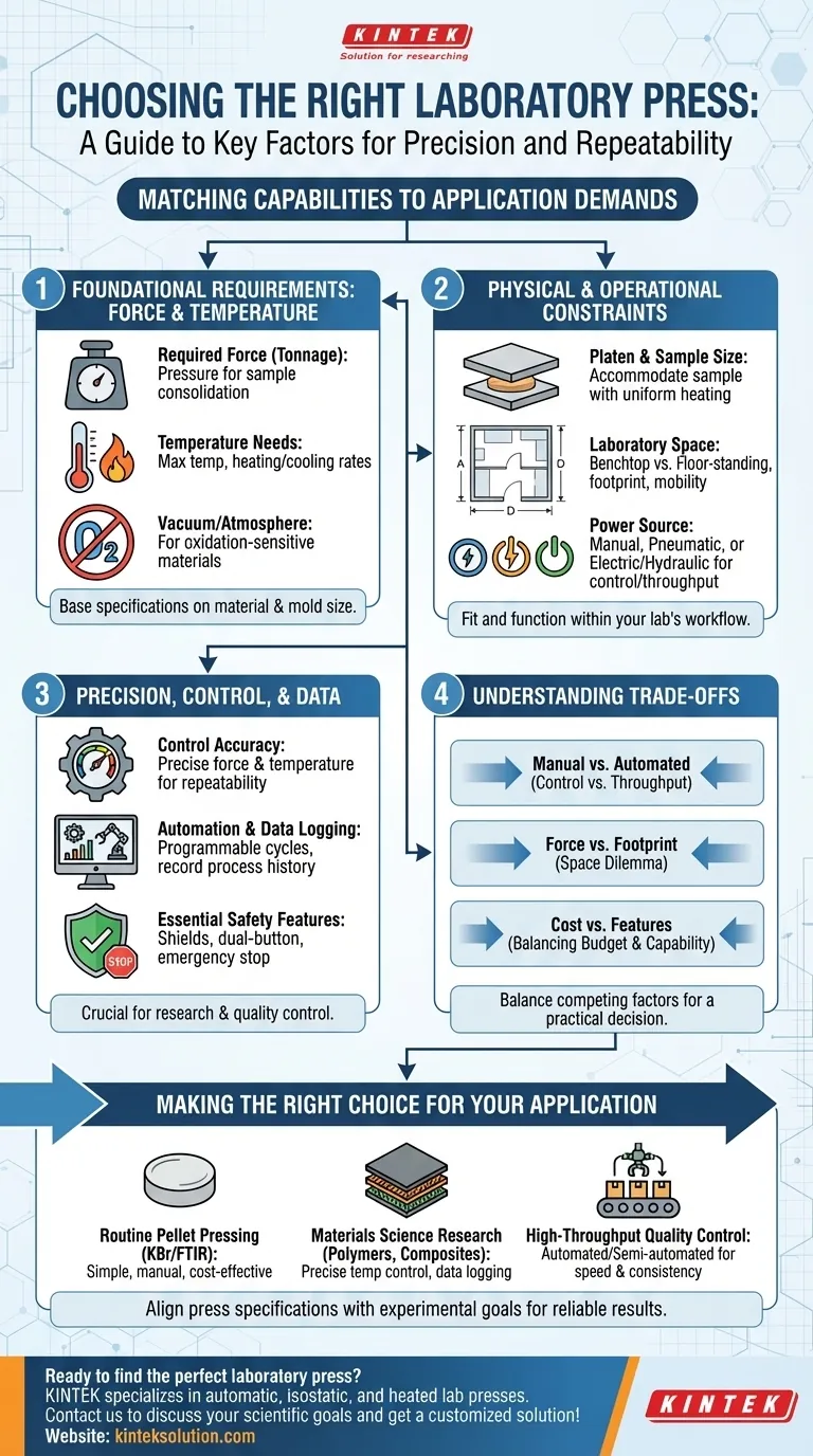 Quali fattori dovrebbero essere considerati nella scelta di una pressa da laboratorio? Garantire Precisione ed Efficienza per il Vostro Laboratorio Guida Visiva