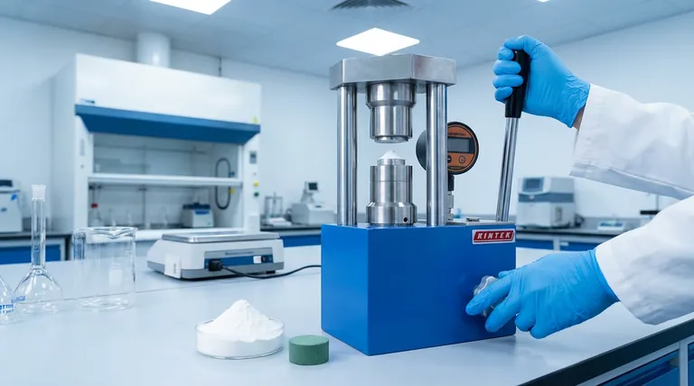 Qual è lo scopo dell'utilizzo di una pressa idraulica per la compattazione della polvere di granato LLZA? Ottenere elettroliti solidi ad alta densità