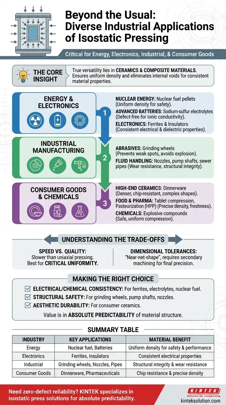 航空宇宙、医療、自動車以外に、等方圧プレスにはどのような産業用途がありますか？ ビジュアルガイド