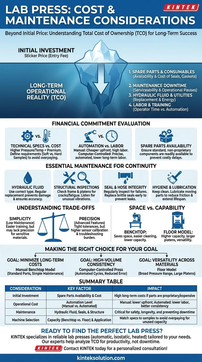 Quais são as considerações importantes sobre o custo e a manutenção de uma prensa de laboratório? Maximize o ROI e minimize o tempo de inatividade Guia Visual