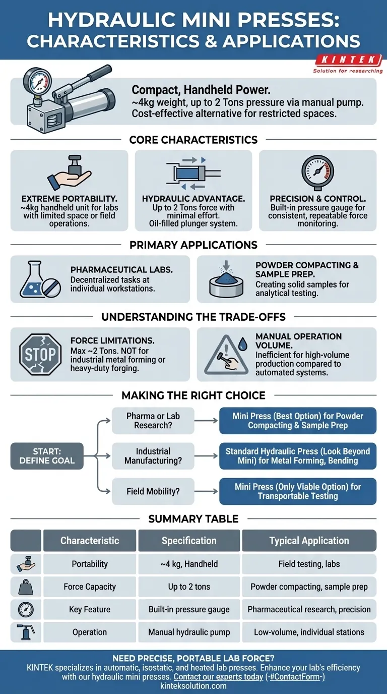Quali sono le caratteristiche e le applicazioni delle mini presse idrauliche? Una centrale compatta per lavori di laboratorio e sul campo Guida Visiva
